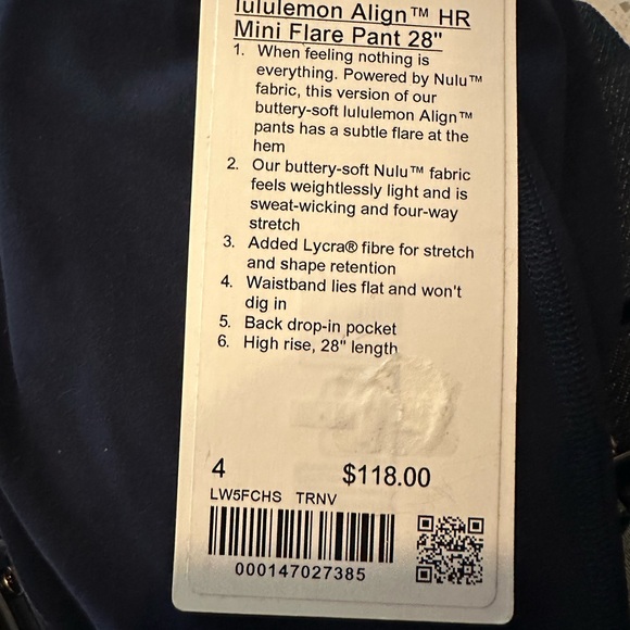 Lululemon Mini Flare 🌟NWT🌟 Align High-Rise Mini Flared Pant 28" TrueNavy SOLDOUT - Picture 3 of 7